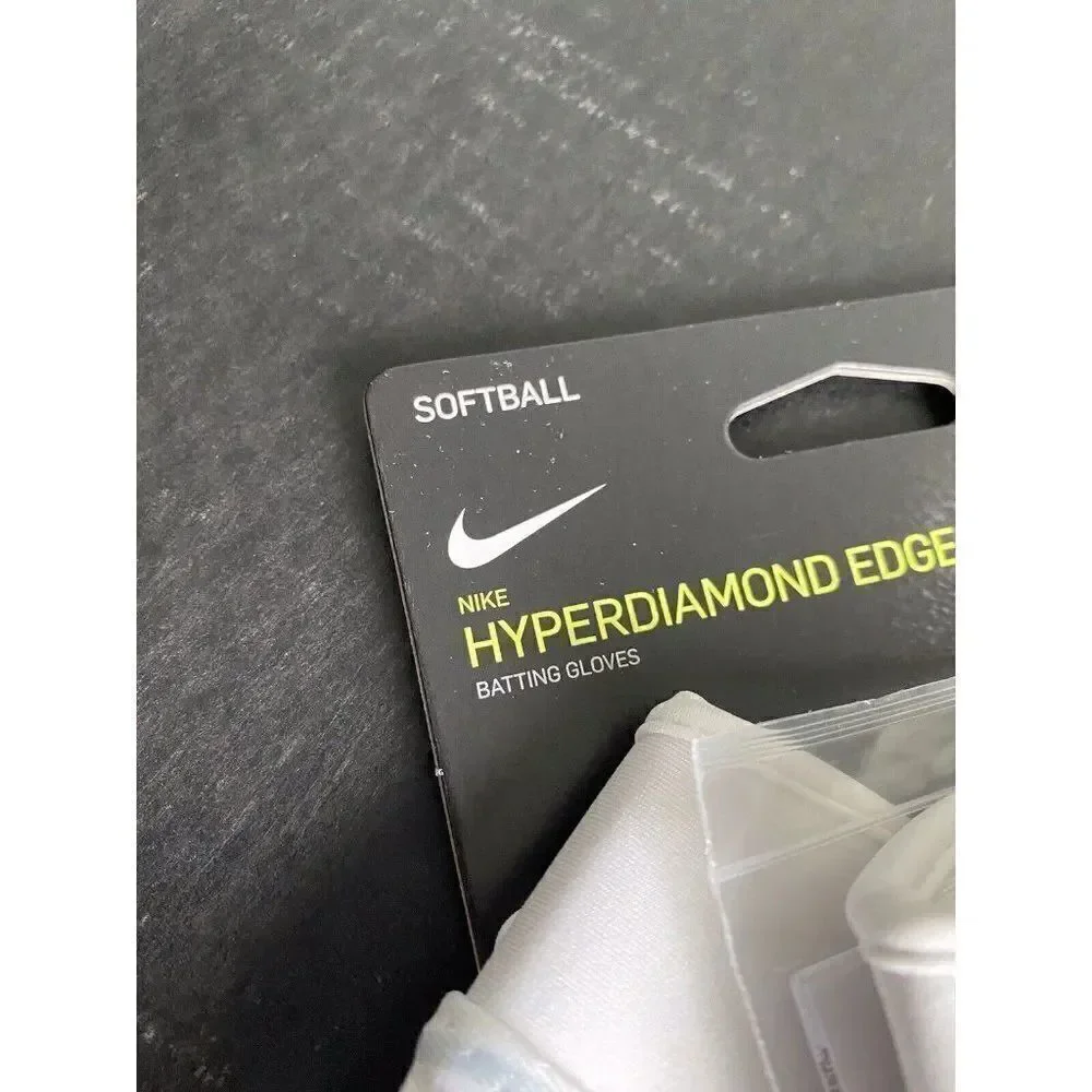 Nike HYPERDIAMOND EDGE Softball Batting Gloves White Gray 86135 Unisex Sz XL NEW
